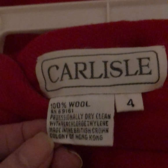 Vintage Carlisle Red Wool Kick Back Skirt SZ 4 - Picture 3 of 5